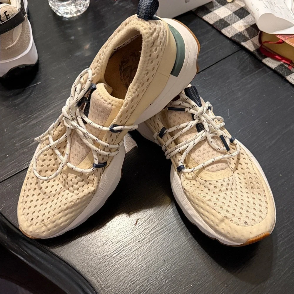 Sorel Cream Perforated Lace-Up Sneakers